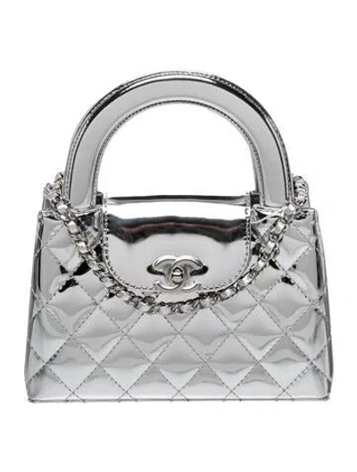 Pre-owned Chanel 2026 Mirror Nano Kelly Shopper In Silver