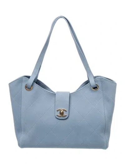 Pre-owned Chanel 2026 Nubuck Tote W/ Pouch In Blue