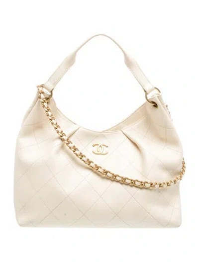 Pre-owned Chanel 2026 Quilted Maxi Cc Hobo In Neutrals