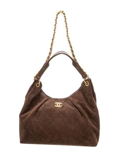 Pre-owned Chanel 2026 Quilted Maxi Hobo In Brown