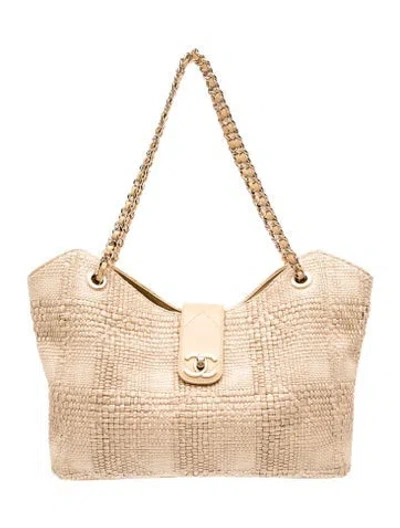 Pre-owned Chanel 2026 Raffia Shopping Tote In Neutrals