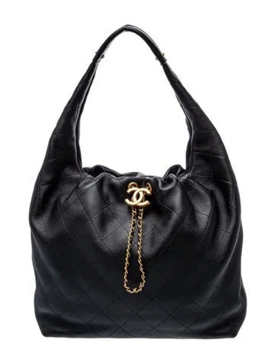Pre-owned Chanel 2026 Small Maxi Hobo In Black