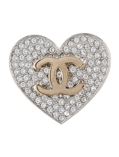 Pre-owned Chanel 2026 Strass Cc Pin Brooch In Multi
