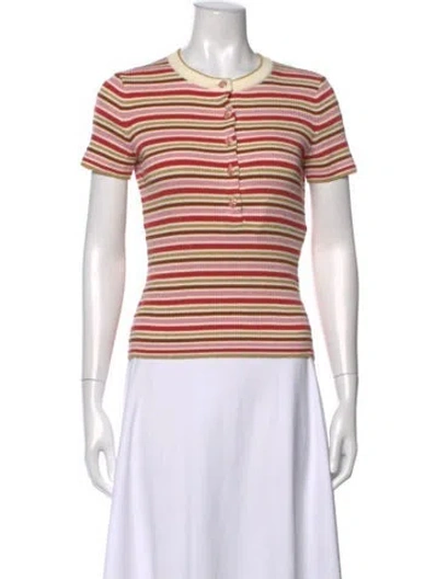 Pre-owned Chanel 2026 Striped Polo In Green/metallic