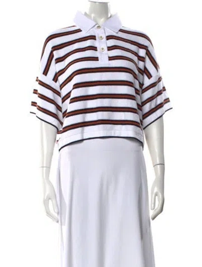 Pre-owned Chanel 2026 Striped Polo In White