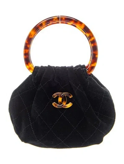 Pre-owned Chanel 2026 Suede Mini Pouch In Black