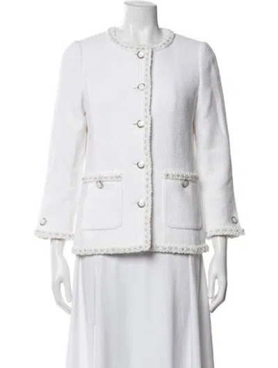 Pre-owned Chanel 2026 Tweed Pattern Blazer In White