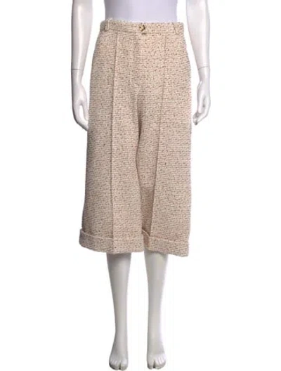 Pre-owned Chanel 2026 Wide Leg Pants In Black/neutrals/pink