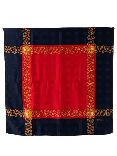 Pre-owned Chanel 20th Century Cc Chain Silk Scarf Scarves