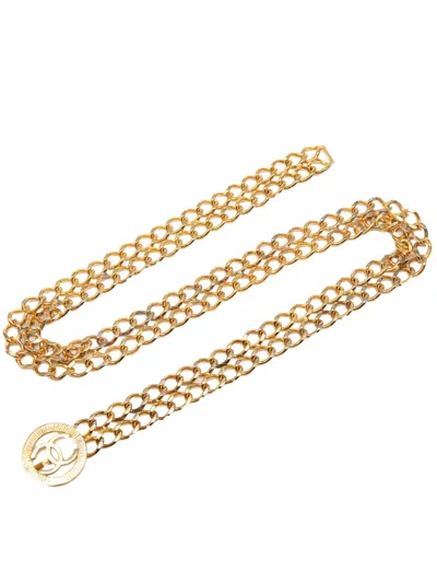 Pre-owned Chanel 20th Century Cc Gold Plated Double Chain Belt