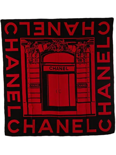 Pre-owned Chanel 20th Century Door Of Rue Cambon Silk Scarf Scarves In Red