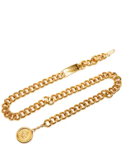 Pre-owned Chanel 20th Century Gold Plated Cc Medallion Chain Belt
