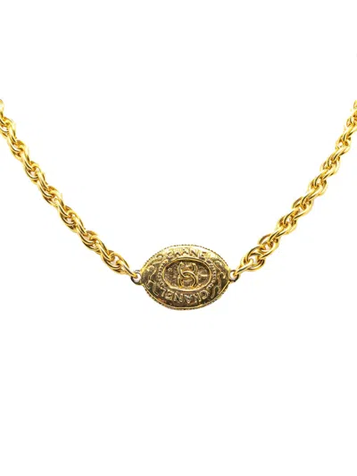 Pre-owned Chanel 20th Century Gold Plated Cc Medallion Necklace Costume Necklace