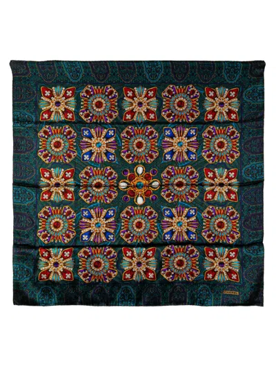 Pre-owned Chanel 20th Century Gripoix Silk Scarf Scarves In Green