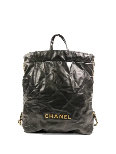 Pre-owned Chanel 22 Backpack In Black