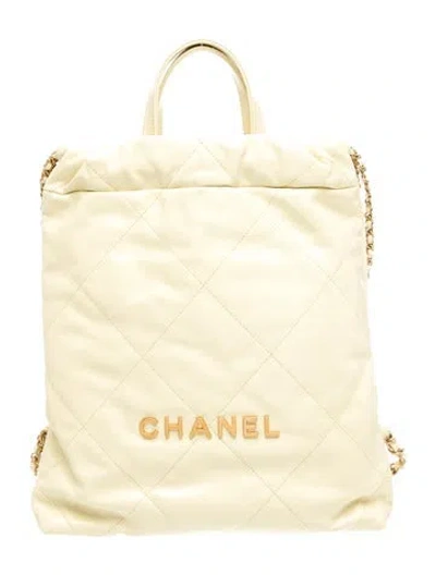 Pre-owned Chanel 22 Backpack In Yellow