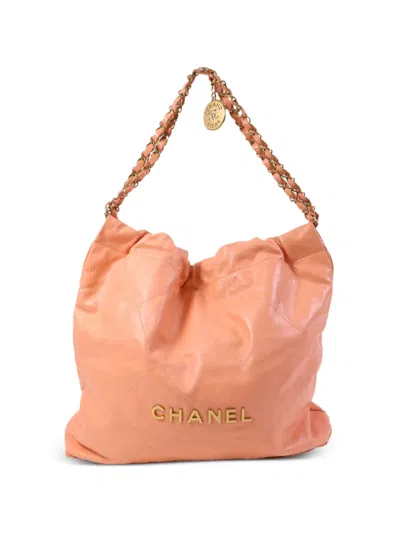 Pre-owned Chanel 22 Cc Quilted Tote Bag In Pink