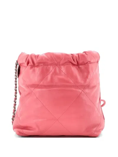 Pre-owned Chanel 22 Chain Hobo Quilted Calfskin Mini Crossbody Bag In Pink