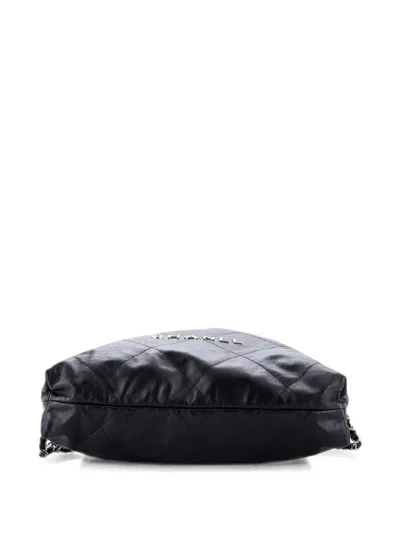 Pre-owned Chanel 22 Chain Quilted Calfskin Large Backpack In Black