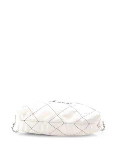 Pre-owned Chanel 22 Chain Quilted Calfskin Large Backpack In White