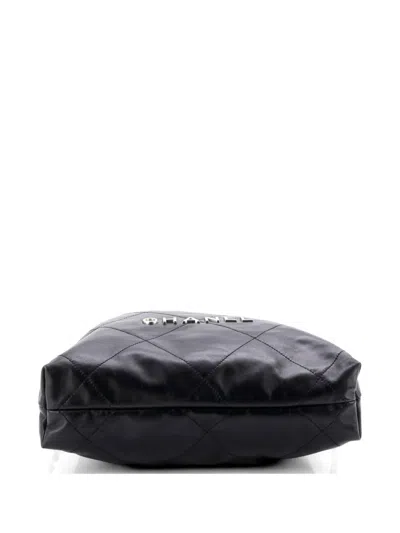Pre-owned Chanel 22 Chain Quilted Calfskin Medium Backpack In Black