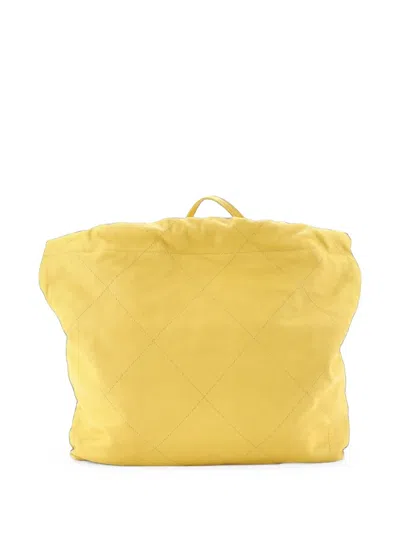 Pre-owned Chanel 22 Chain Quilted Caviar Small Hobo Bag In Yellow