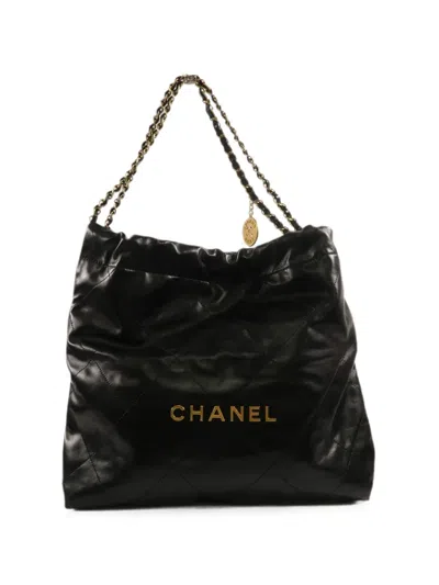 Pre-owned Chanel 22 Chain-strap Tote Bag In Black