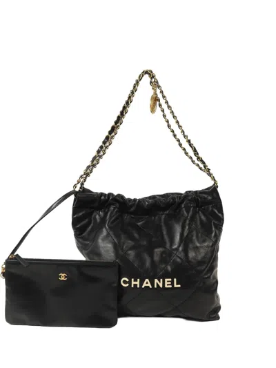 Pre-owned Chanel 22  Chain-strap Shoulder Bag In Black