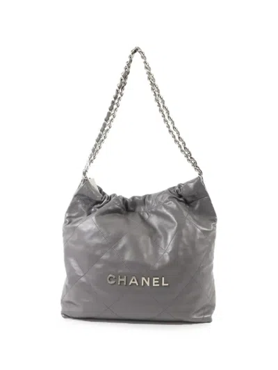 Pre-owned Chanel 22  Chain-strap Shoulder Bag In Gray