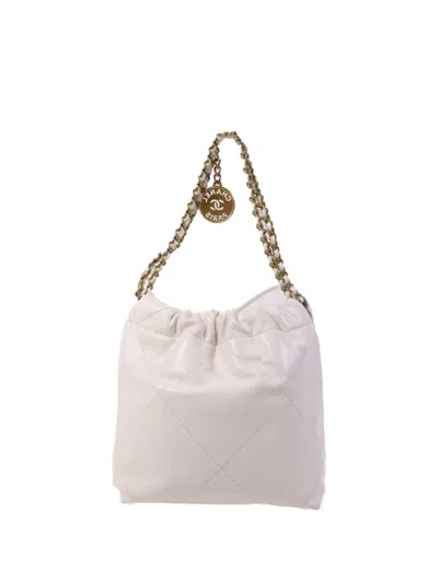 Pre-owned Chanel 22  Chain-strap Shoulder Bag In White