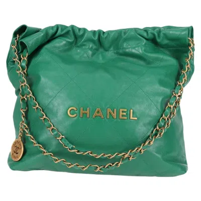 Pre-owned Chanel 22 Leather Shoulder Bag () In Green