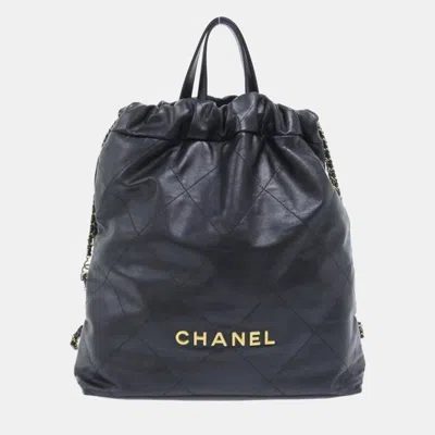 Pre-owned Chanel 22 Line Backpack In Black