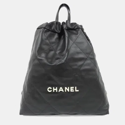 Pre-owned Chanel 22 Line Black Leather Backpack