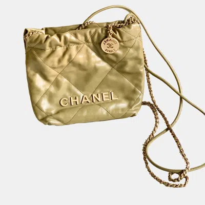 Pre-owned Chanel 22 Mini Bag Olive Green Calfskin Leather