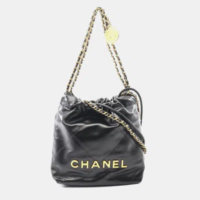 Pre-owned Chanel 22 Mini Chain Shoulder Bag Leather Black Ghw Cc