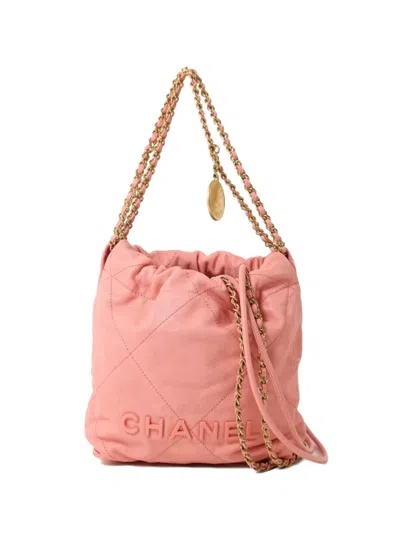 Pre-owned Chanel 22 Mini Chain-strap Shoulder Bag In Pink