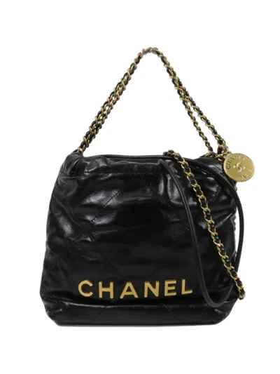 Pre-owned Chanel 22 Mini  Chain Tote Bag In Black