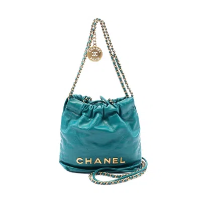 Pre-owned Chanel 22 Mini Leather Shoulder Bag Green