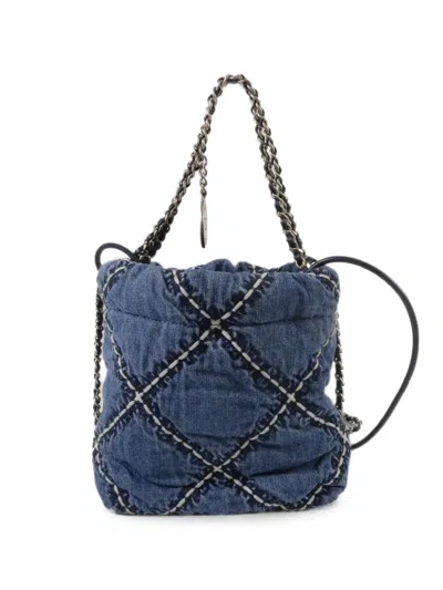 Pre-owned Chanel 22 Mini Logo-detail Chain Shoulder Bag In Blue
