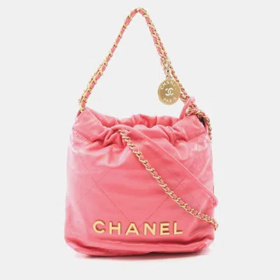 Pre-owned Chanel 22 Mini Pink Leather Bag