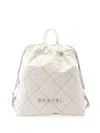 Chanel 22 Patterned Backpack In White