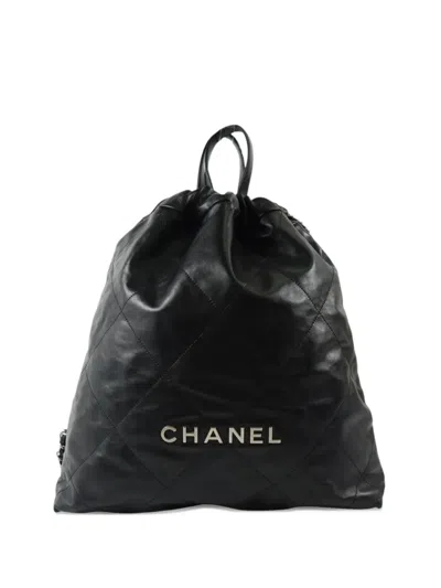 Pre-owned Chanel 22 Quilted Backpack In Black