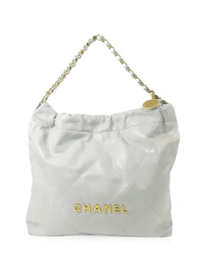 Pre-owned Chanel 22 Quilted Shoulder Bag In Gray