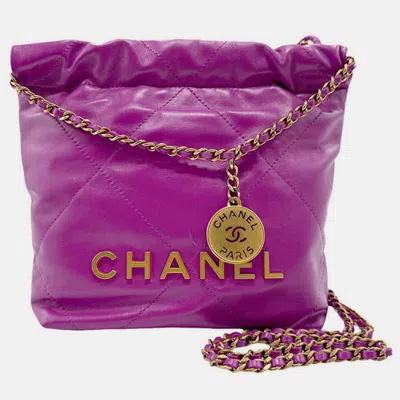 Pre-owned Chanel 22 Shoulder Bag In Purple