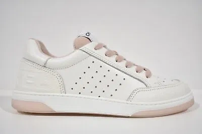 Pre-owned Chanel 22p White Leather Pink Cc Flat Lace Up Tie Runner Trainer Sneaker 39