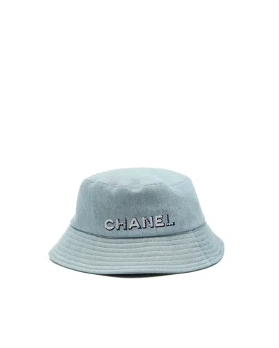 Pre-owned Chanel 22s  Denim Bucket Hat In Blue