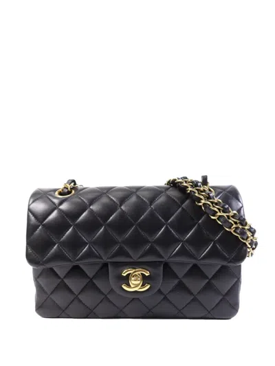 Pre-owned Chanel 23 Double Flap Shoulder Bag In Black