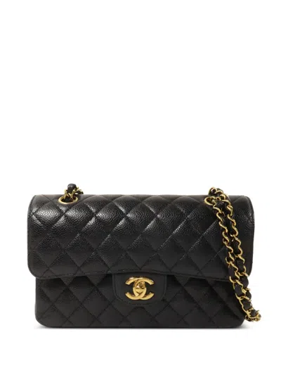 Pre-owned Chanel 23 Quilted Cc Turn-lock Satchel Bag In Black