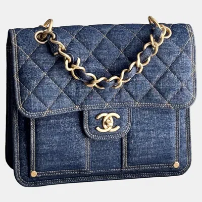 Pre-owned Chanel 23s Denim Messenger Shoulder Bag In Blue