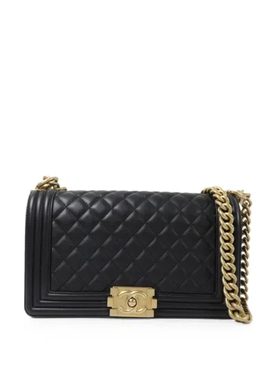 Pre-owned Chanel 25 Boy Cc Turn-lock Crossbody Bag In Black